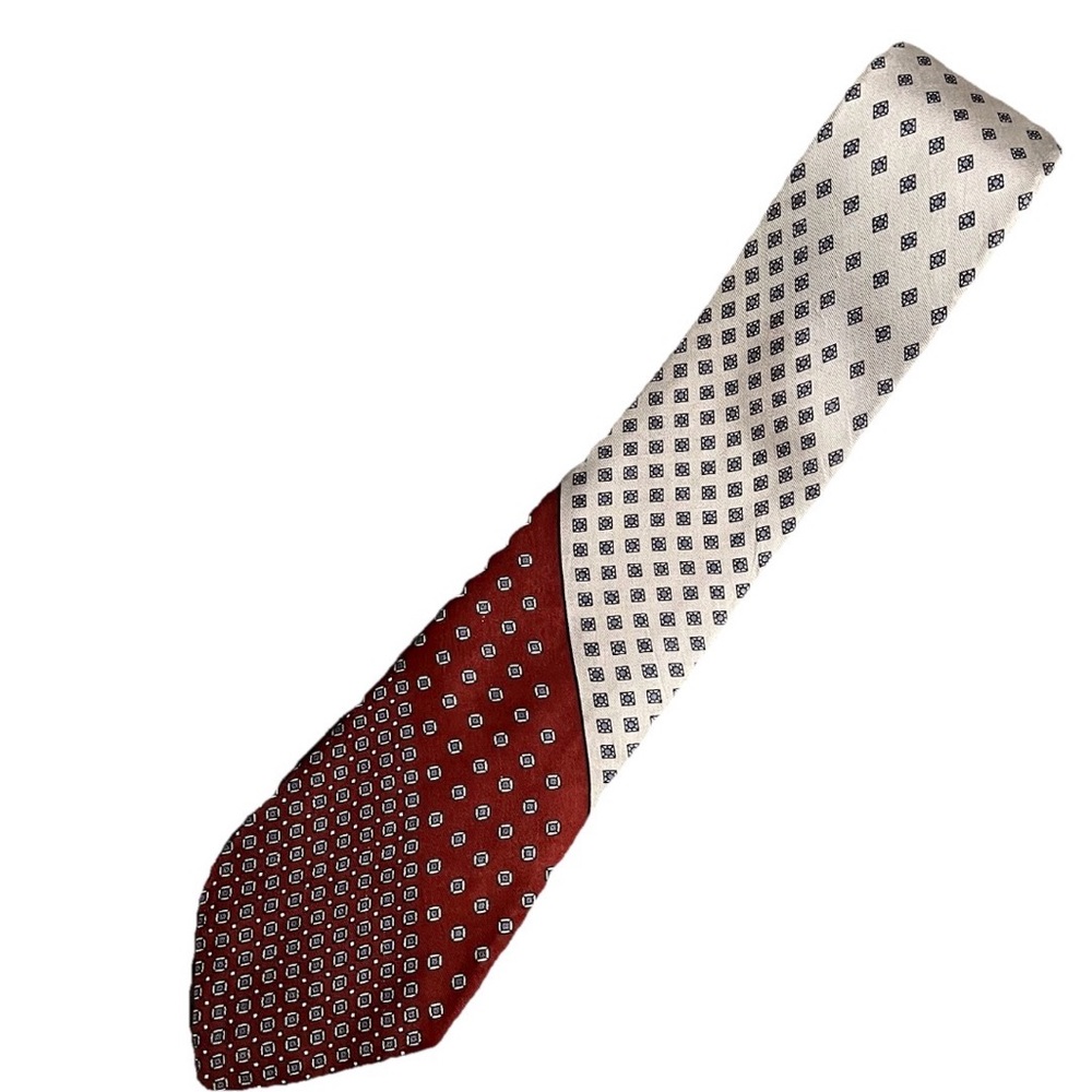 Vtg YSL Yves Saint Laurent Geometric Blue Red Gray Neck Tie